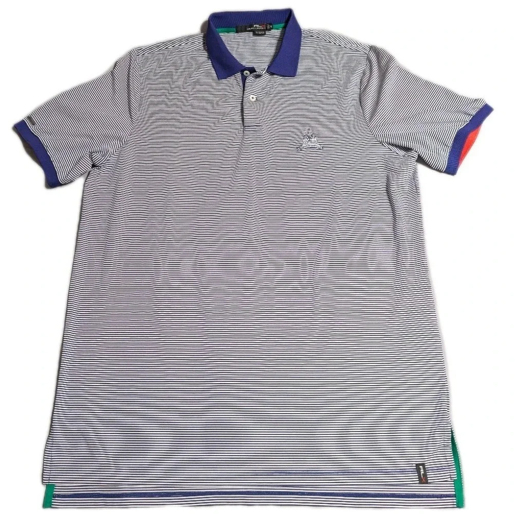 RLX Ralph Lauren Golf Polo‎ Shirt Congressional Country Club Blue Stripe XL